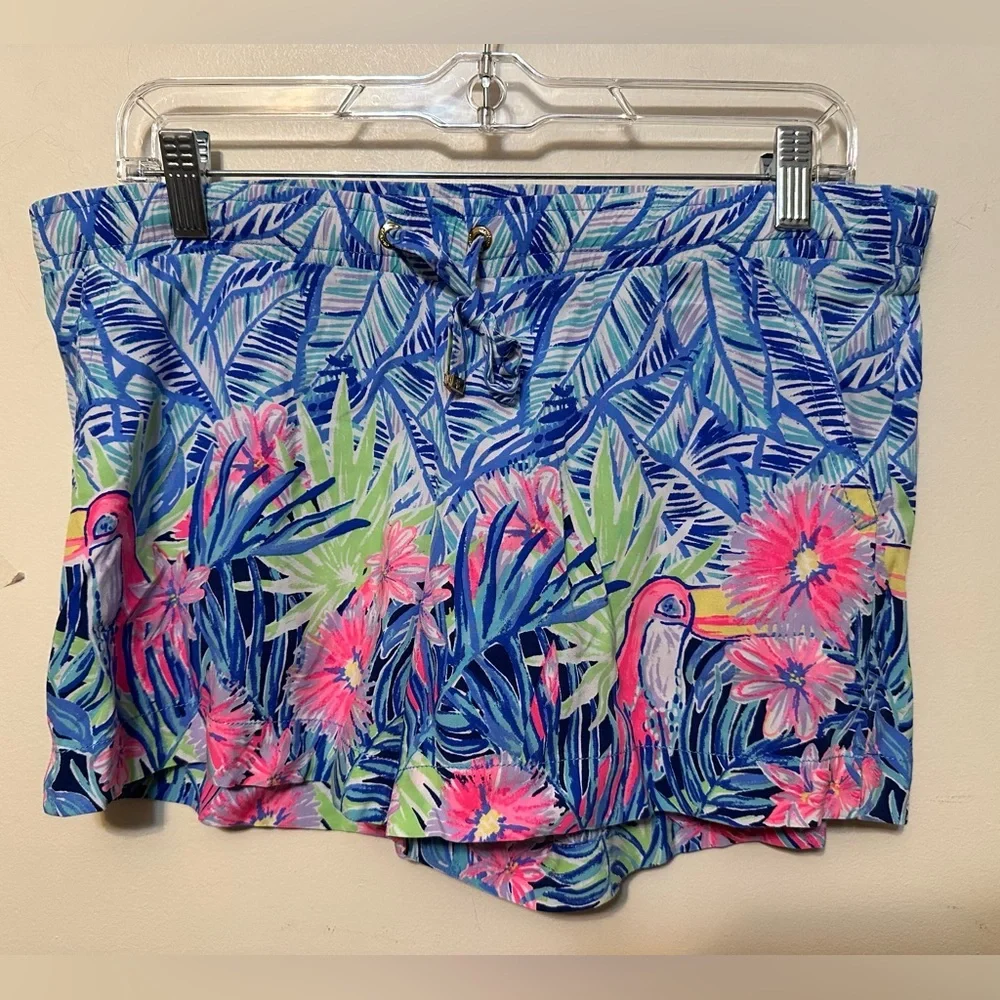 Lilly Pulitzer Katia Shorts Bennet Blue Let's Mango Size XS Flamingo Summer‎